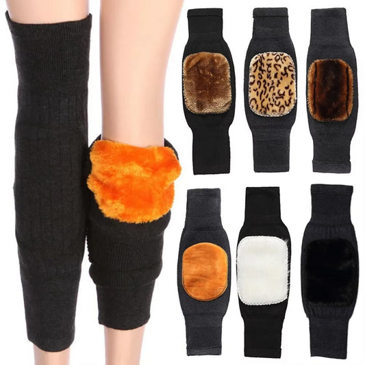 Black knee pads with various colored patches on a white background