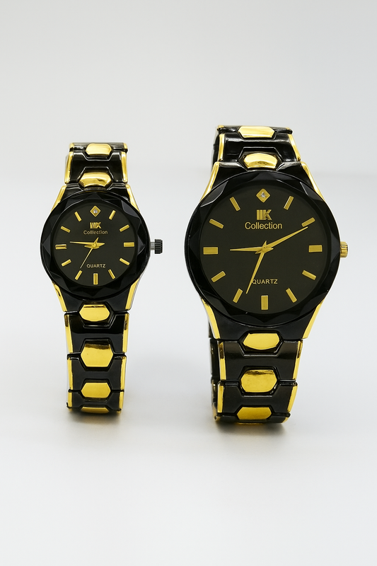 Luxury Couple Watch Set - His & Hers Dual-Tone Quartz Watches