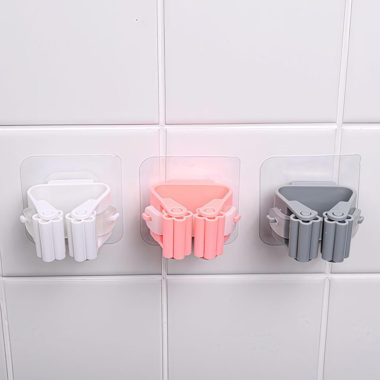 Wall-Mount Mop & Broom Holder – No-Drill, Self-Adhesive Organizer (Random colour)