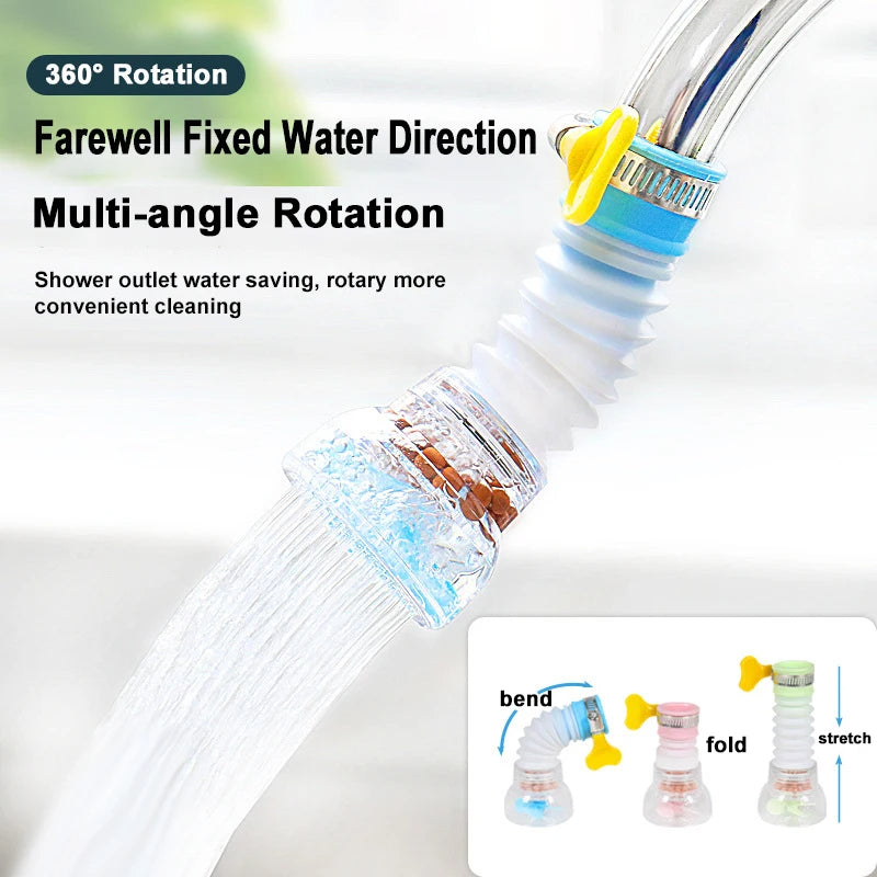 Shower head with 360-degree rotation feature and water saving benefits.