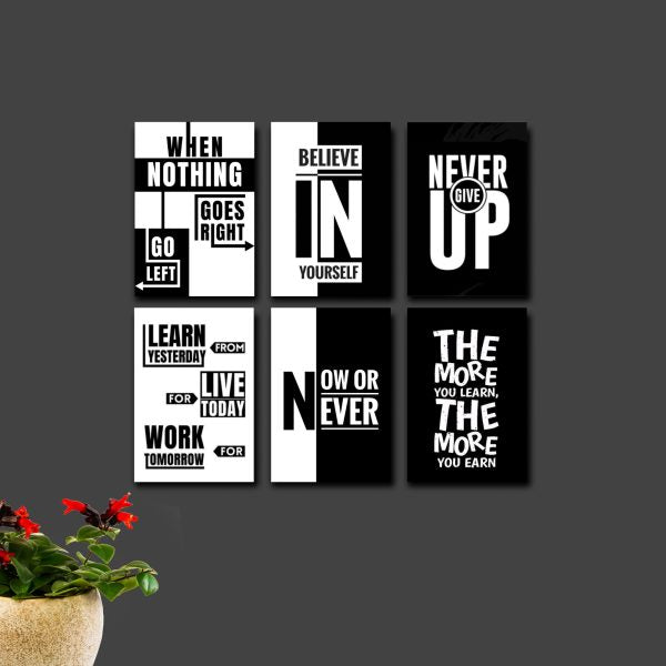 6 Wooden Motivational Quote Frames